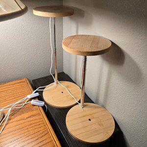 Pair of Telescoping Bamboo LED Plant Lights w/ Timer